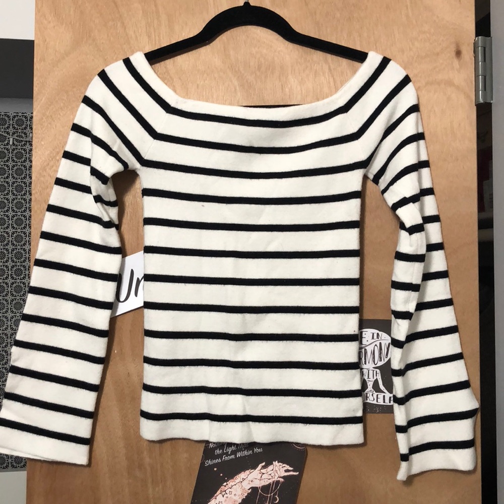Off the shoulder sweater with bell sleeves